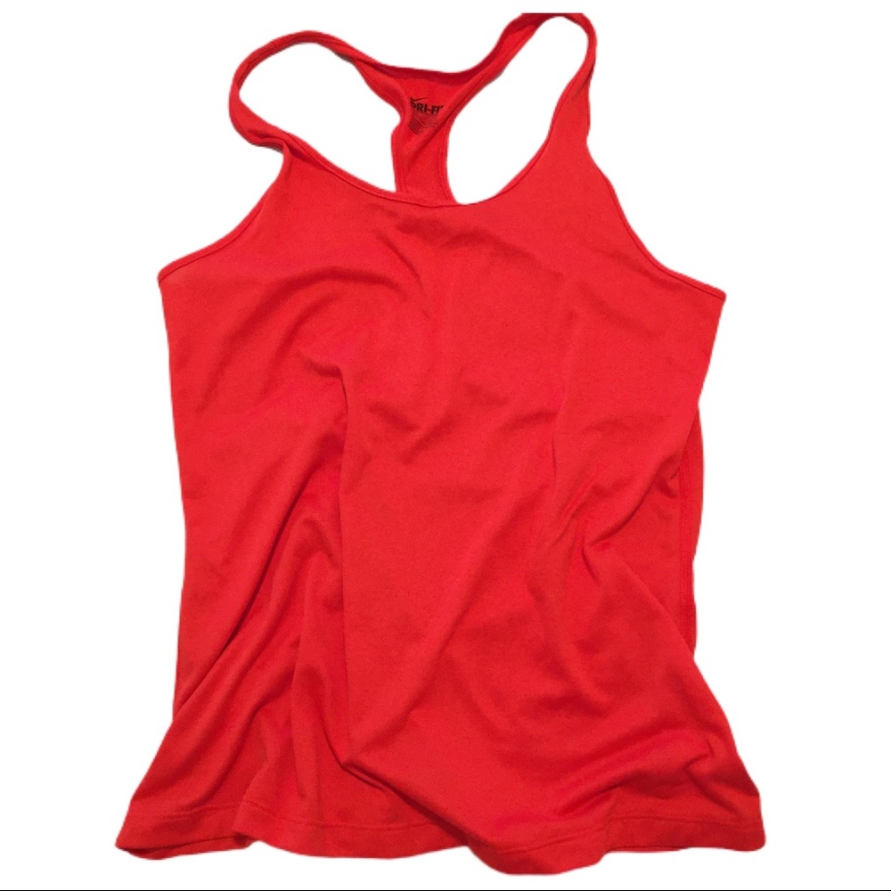 Nike Dy Fit Racerback Tank Bright Red Coral Medium
